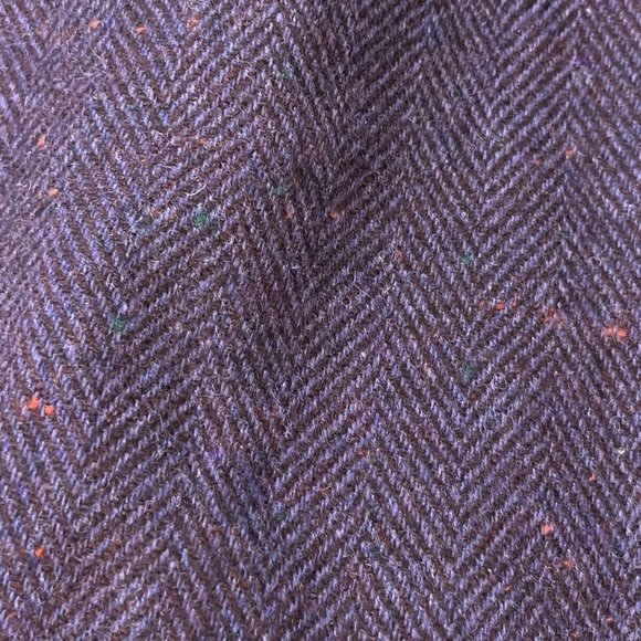 Talbots Woman Wool Eggplant Purple Skirt Career Work Herringbone Tweed Sz 12W - Picture 2 of 6